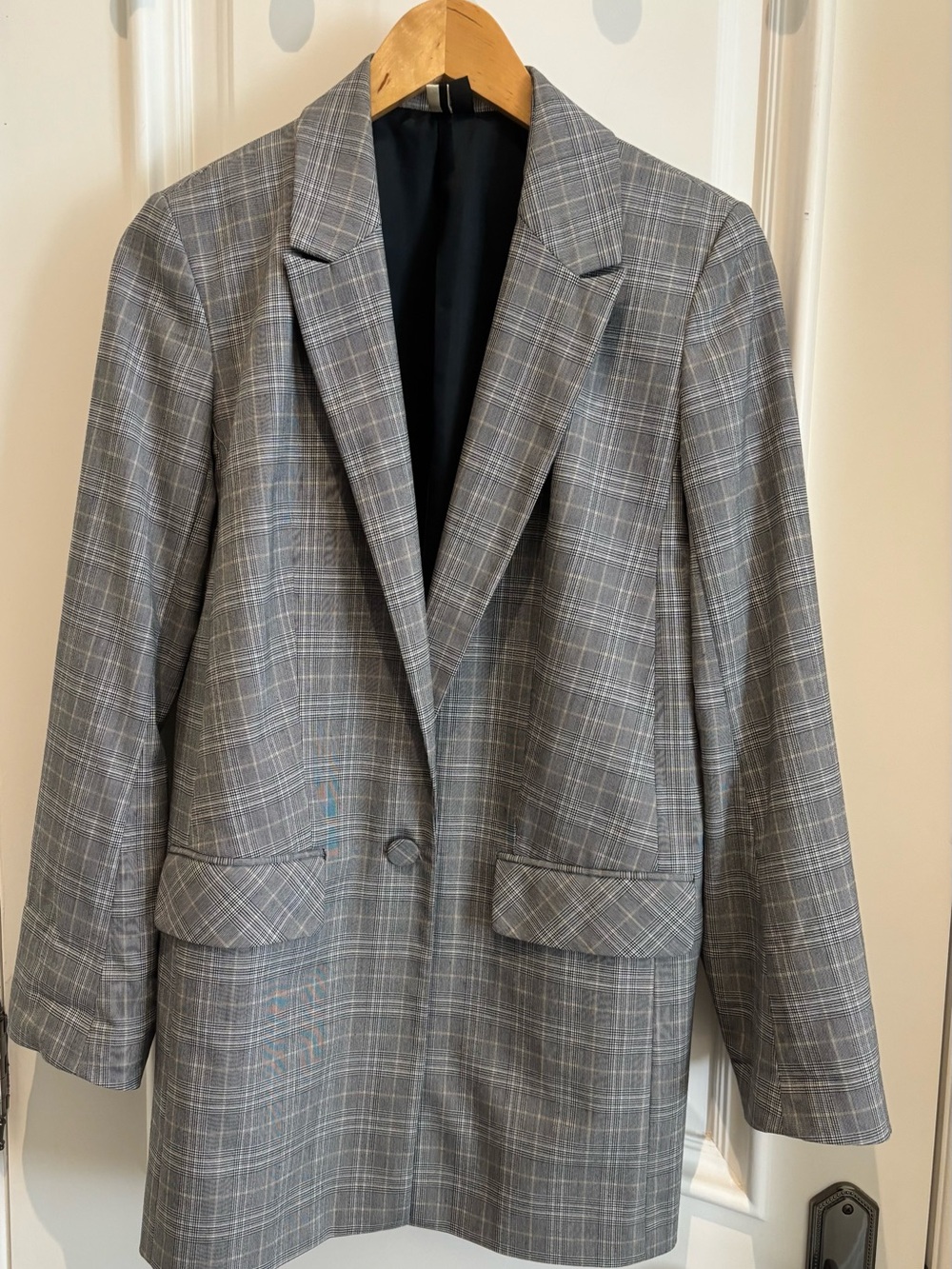 Topshop Gray Oversized Single-Button Blazer